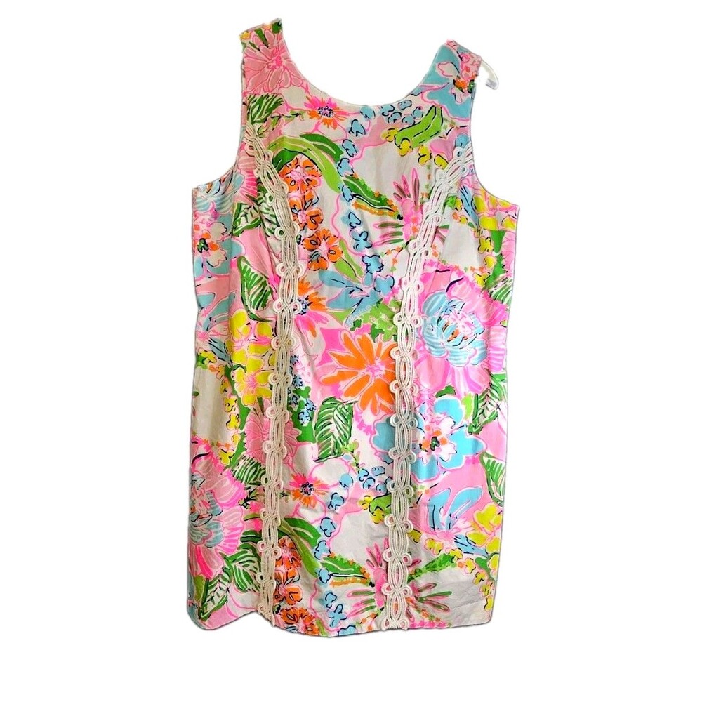 Lilly Pulitzer  Nosey Posie Floral Shift Dress Lace Trim Size 22W
